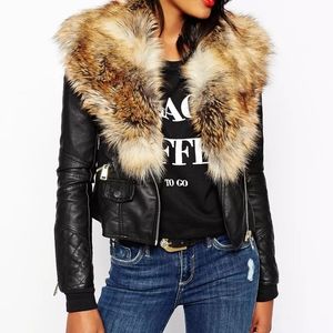 River Island Black Faux Leather Biker Jacket